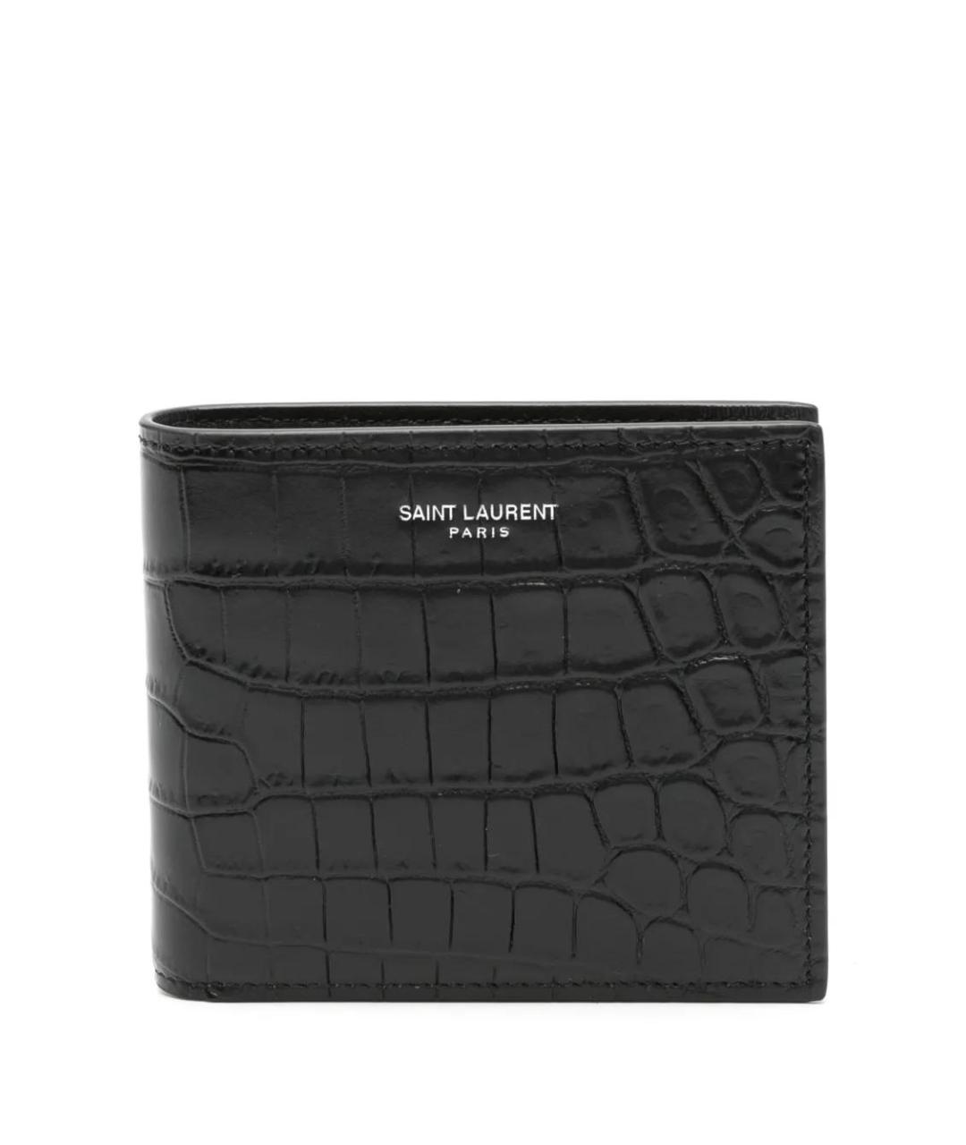SAINT LAURENT Черный кожаный кошелек, фото 1
