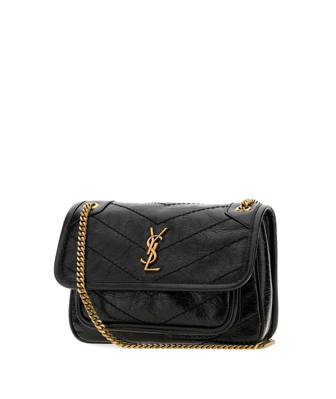 SAINT LAURENT Черная кожаная сумка через плечо, фото 3