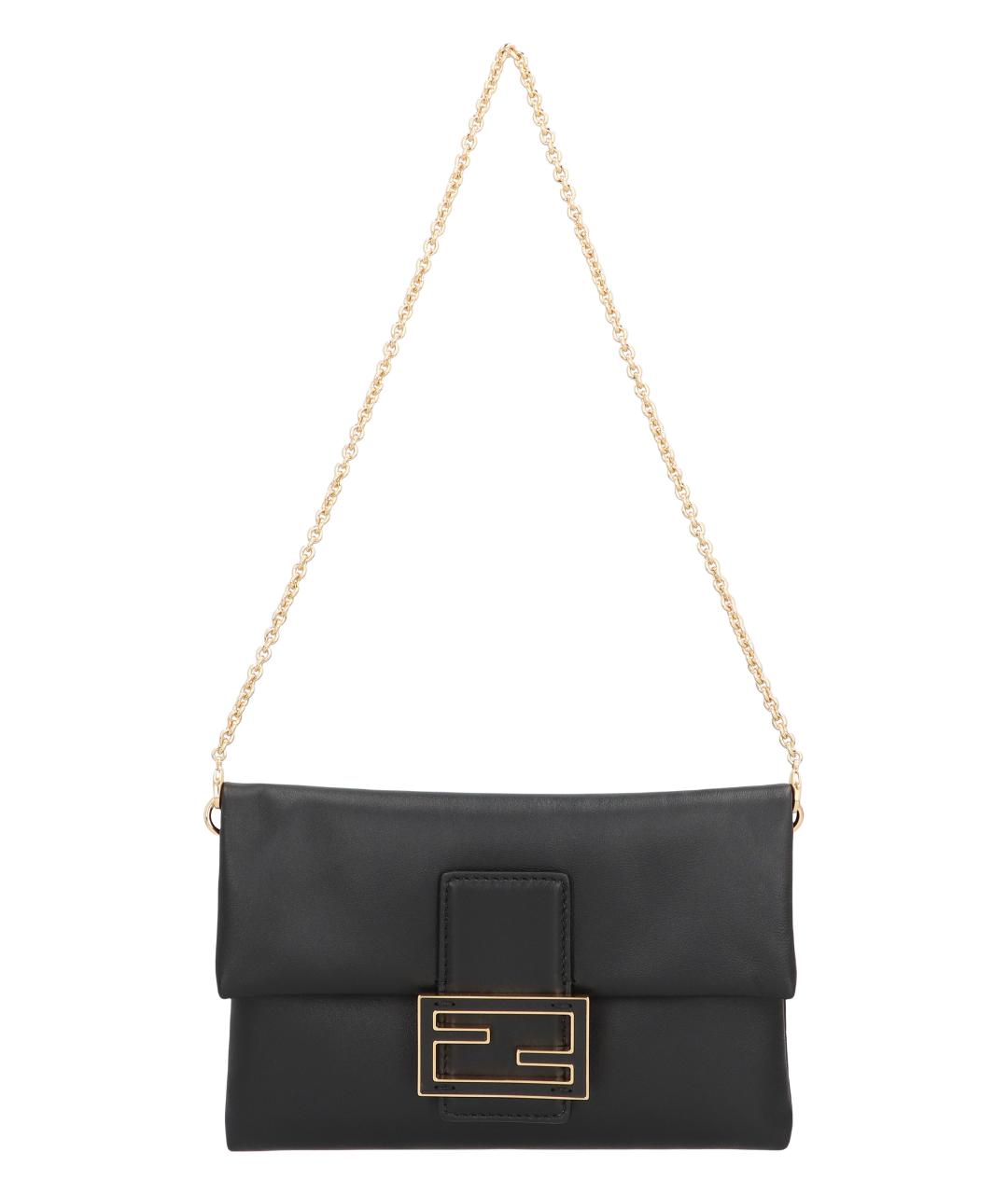 FENDI Черная кожаная сумка через плечо, фото 5