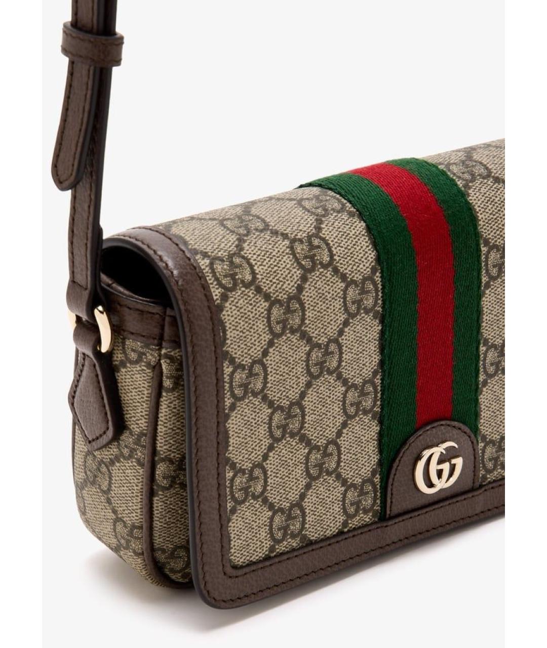 GUCCI Бежевая сумка через плечо из канвы, фото 2