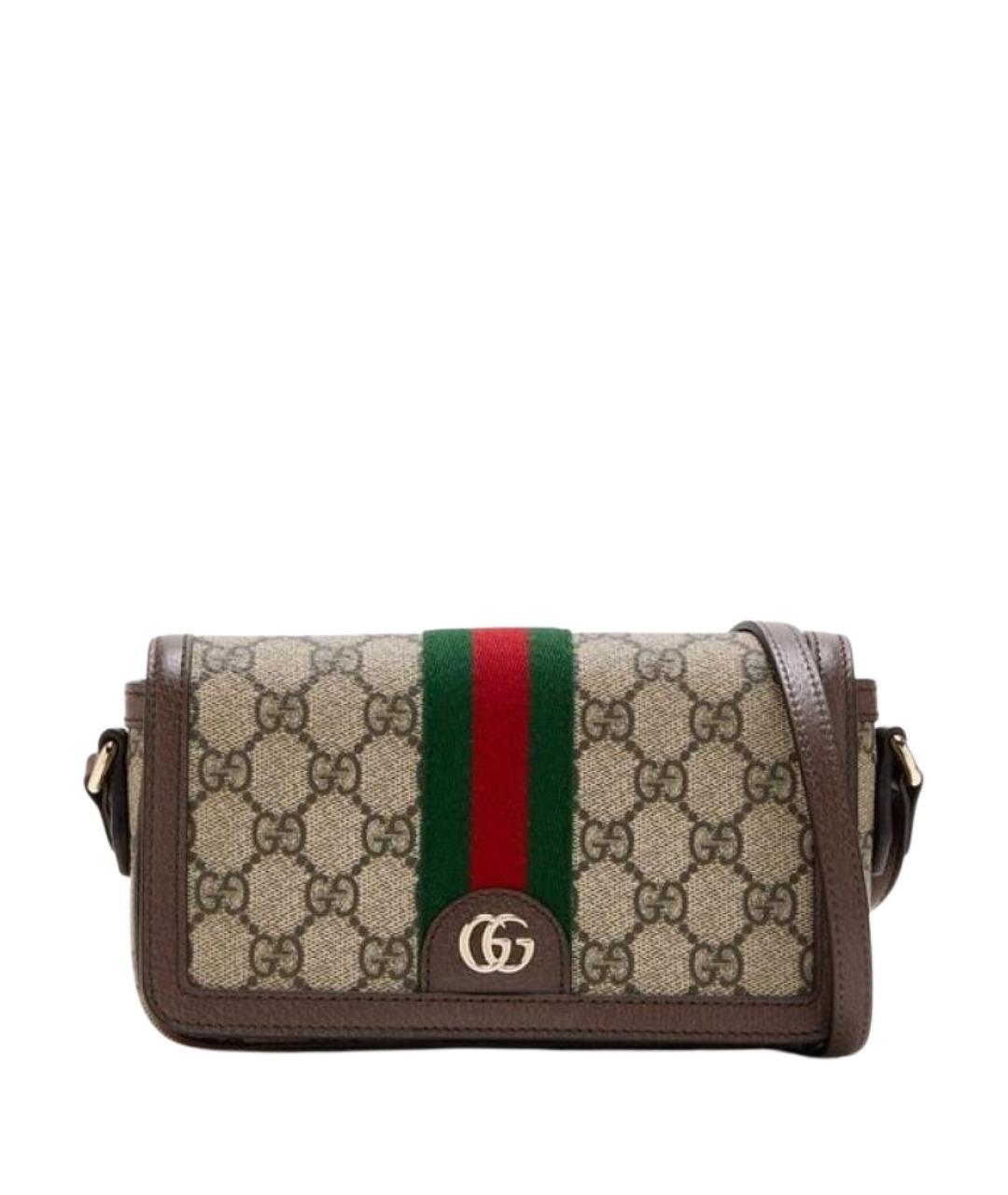 GUCCI Бежевая сумка через плечо из канвы, фото 1
