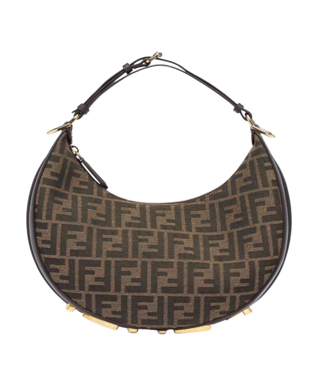 FENDI Коричневая жаккардовая сумка тоут, фото 1