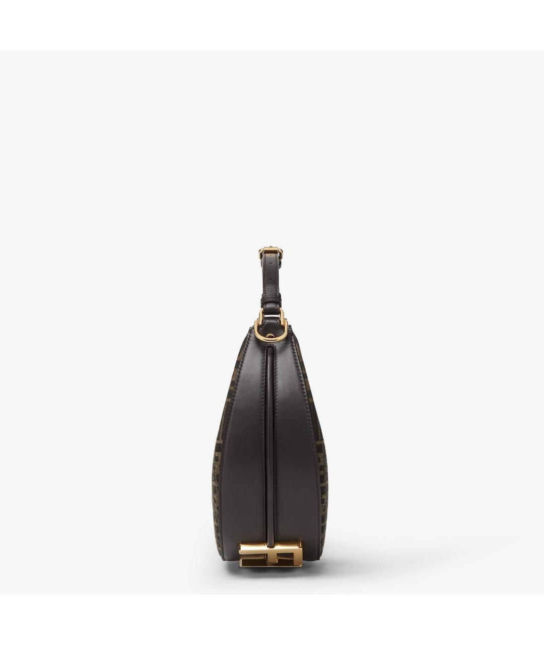 FENDI Коричневая жаккардовая сумка тоут, фото 3