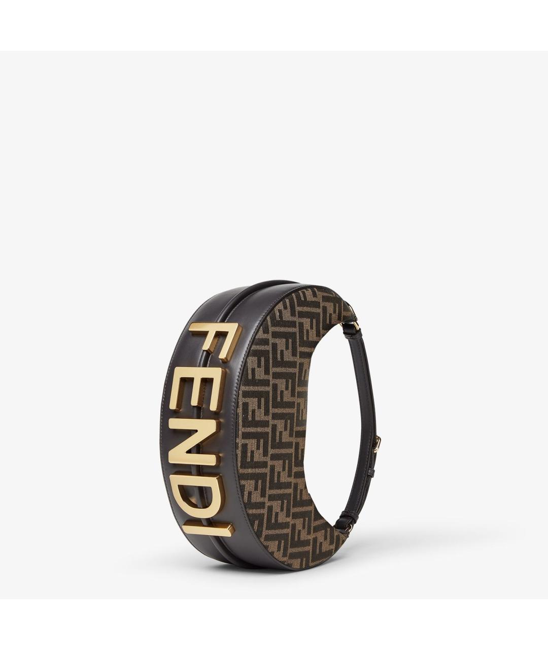 FENDI Коричневая жаккардовая сумка тоут, фото 2