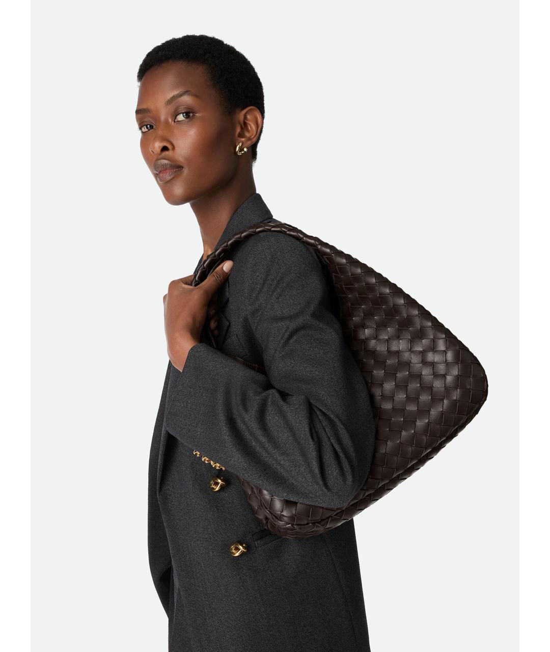 BOTTEGA VENETA Коричневая кожаная сумка через плечо, фото 2