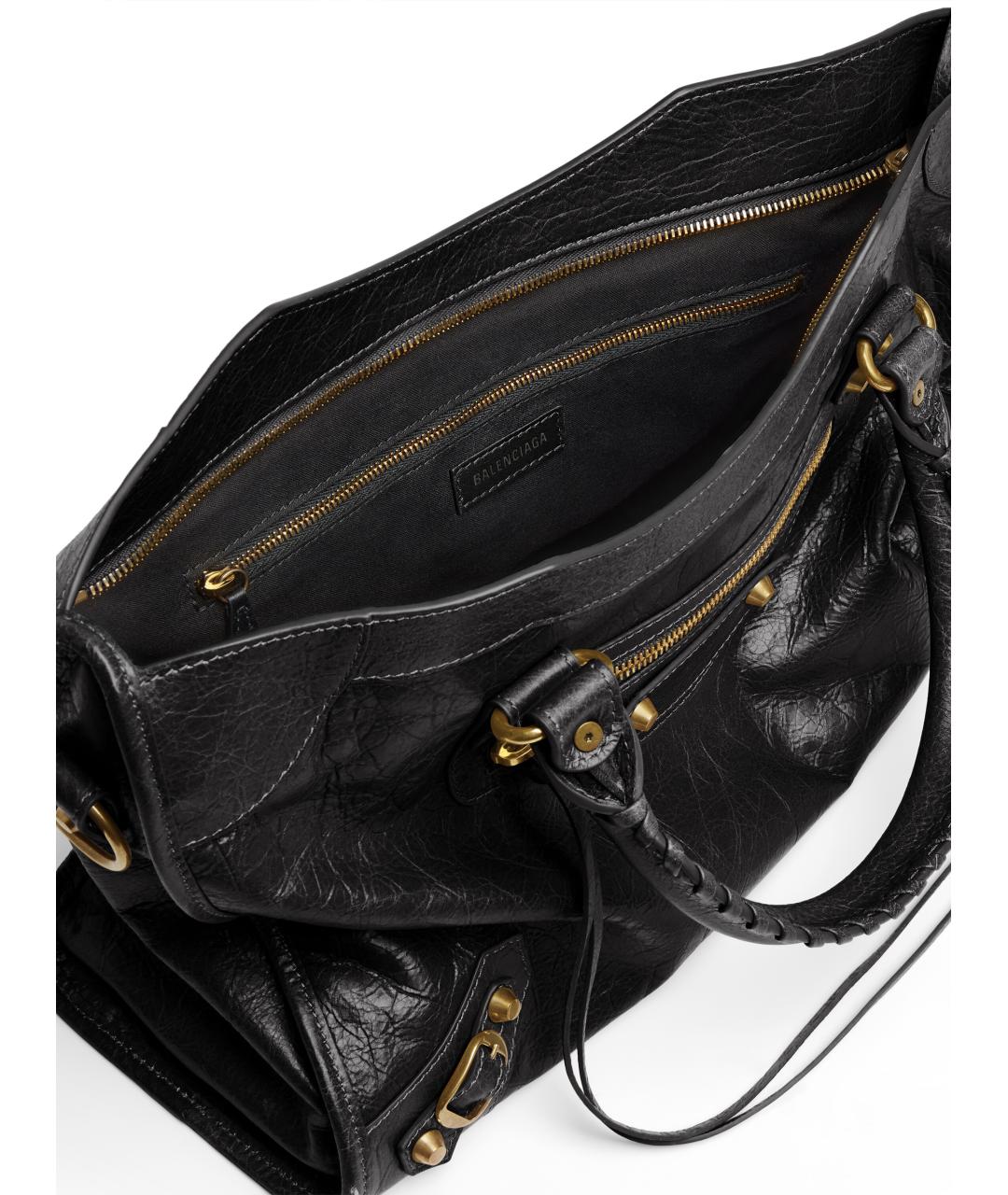 BALENCIAGA Черная кожаная сумка тоут, фото 5