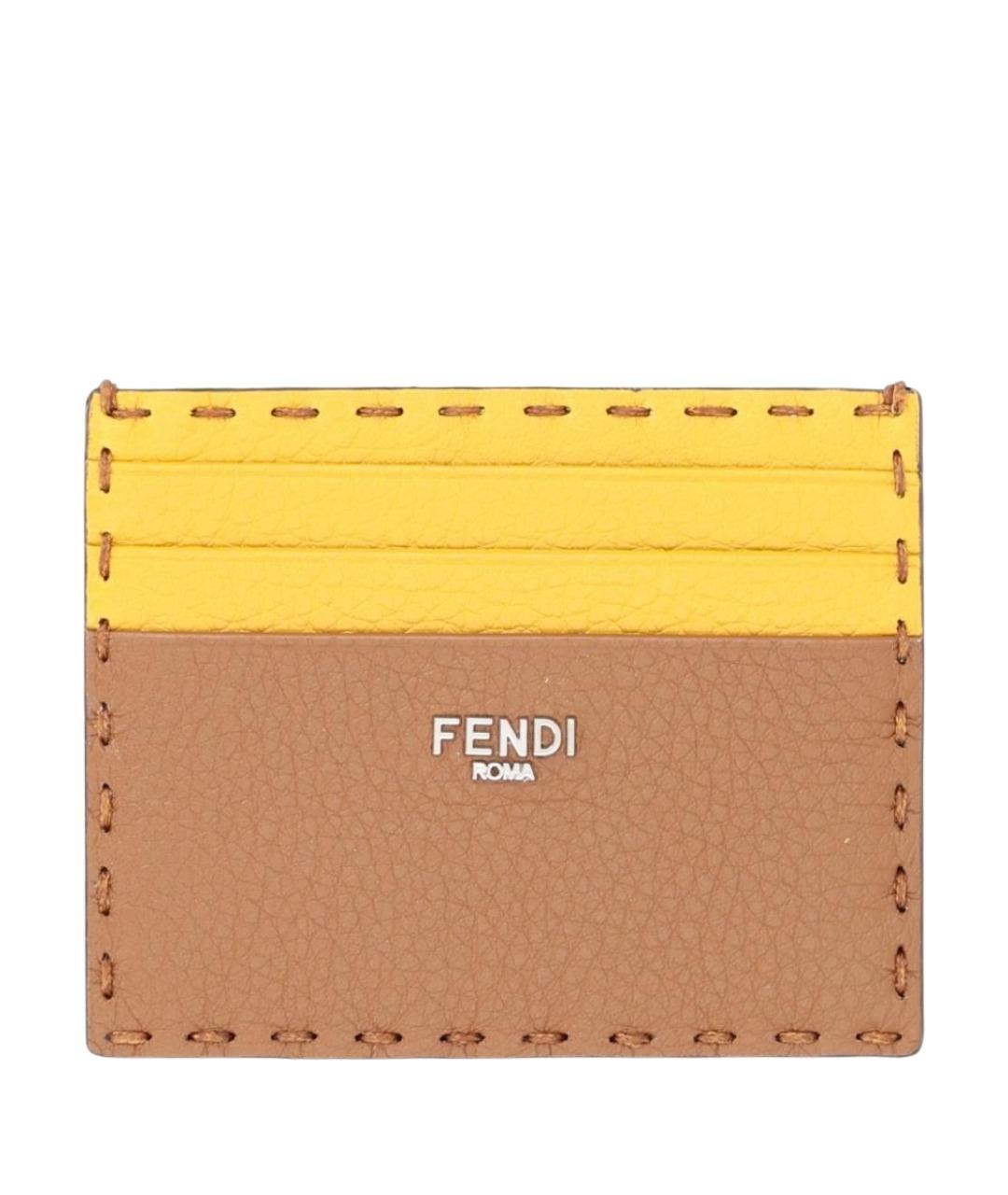 FENDI Коричневый кожаный кардхолдер, фото 1