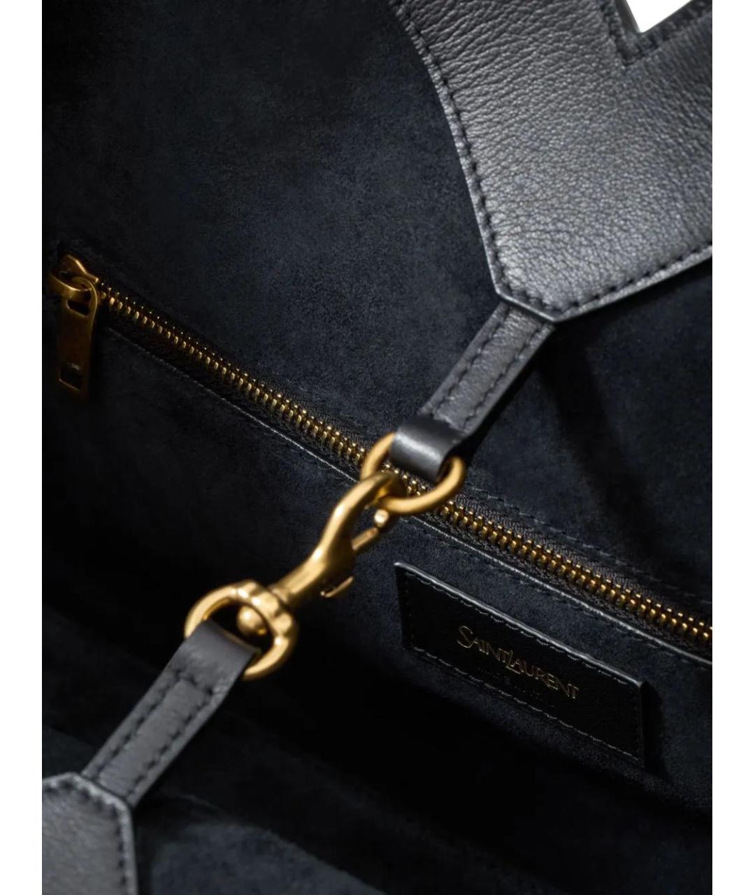 SAINT LAURENT Черная кожаная сумка тоут, фото 5