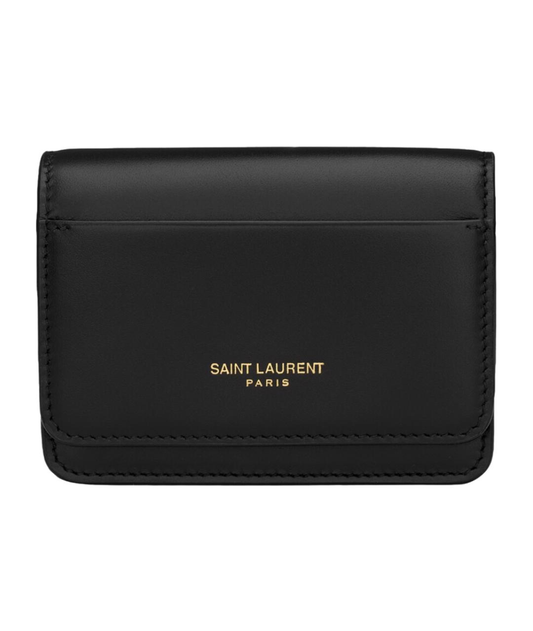 SAINT LAURENT Черный кожаный кошелек, фото 1