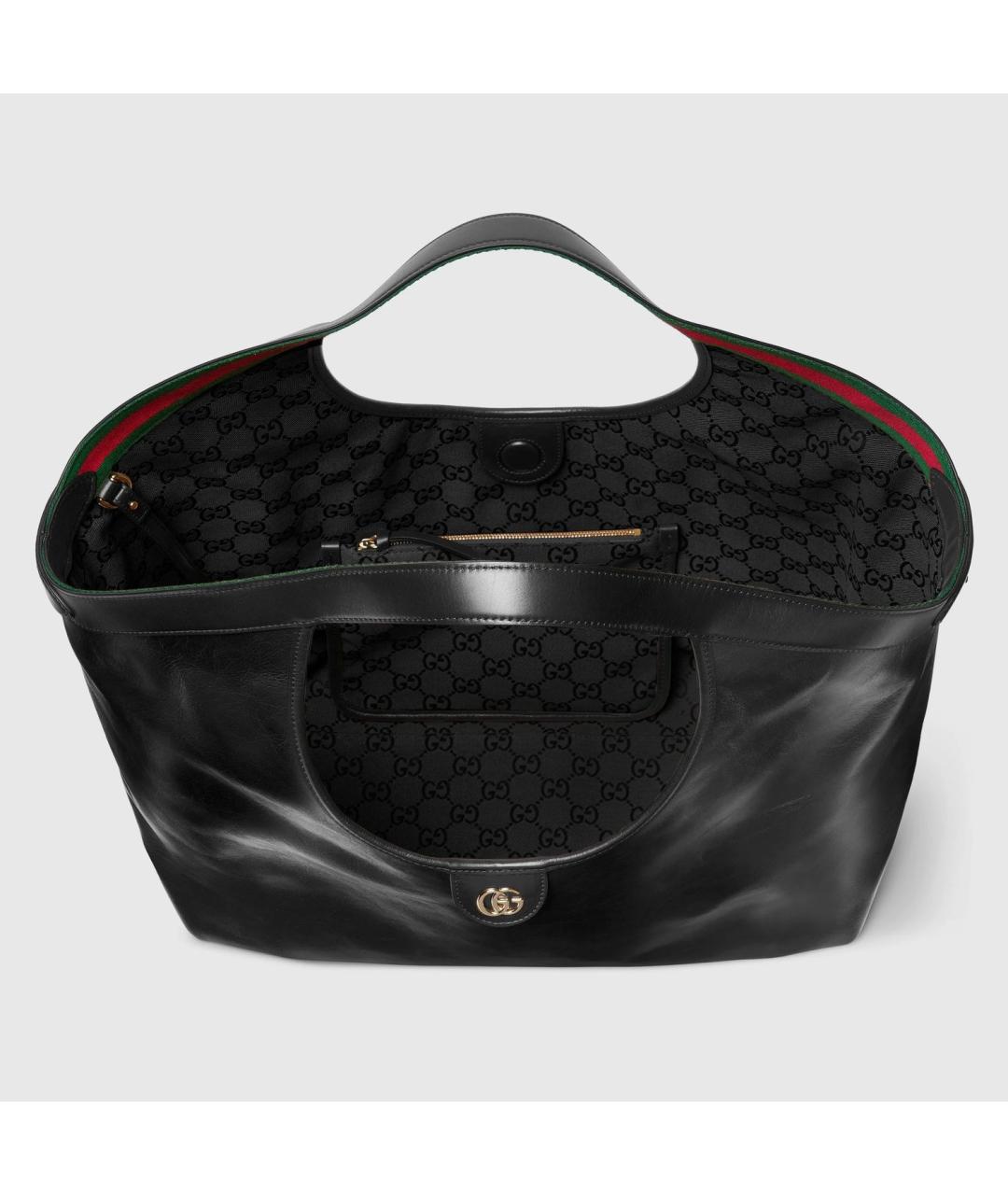 GUCCI Черная кожаная сумка тоут, фото 5