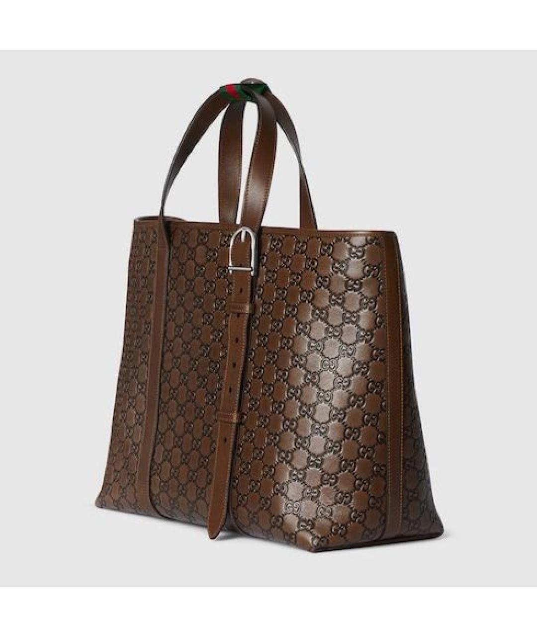 GUCCI Коричневая кожаная сумка тоут, фото 2