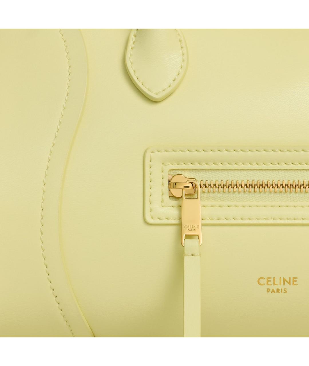 CELINE Желтая кожаная сумка тоут, фото 5