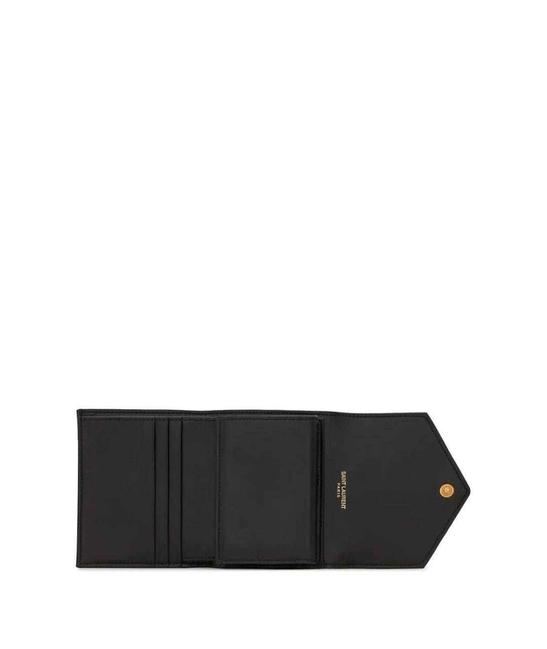 SAINT LAURENT Черный кожаный кошелек, фото 3