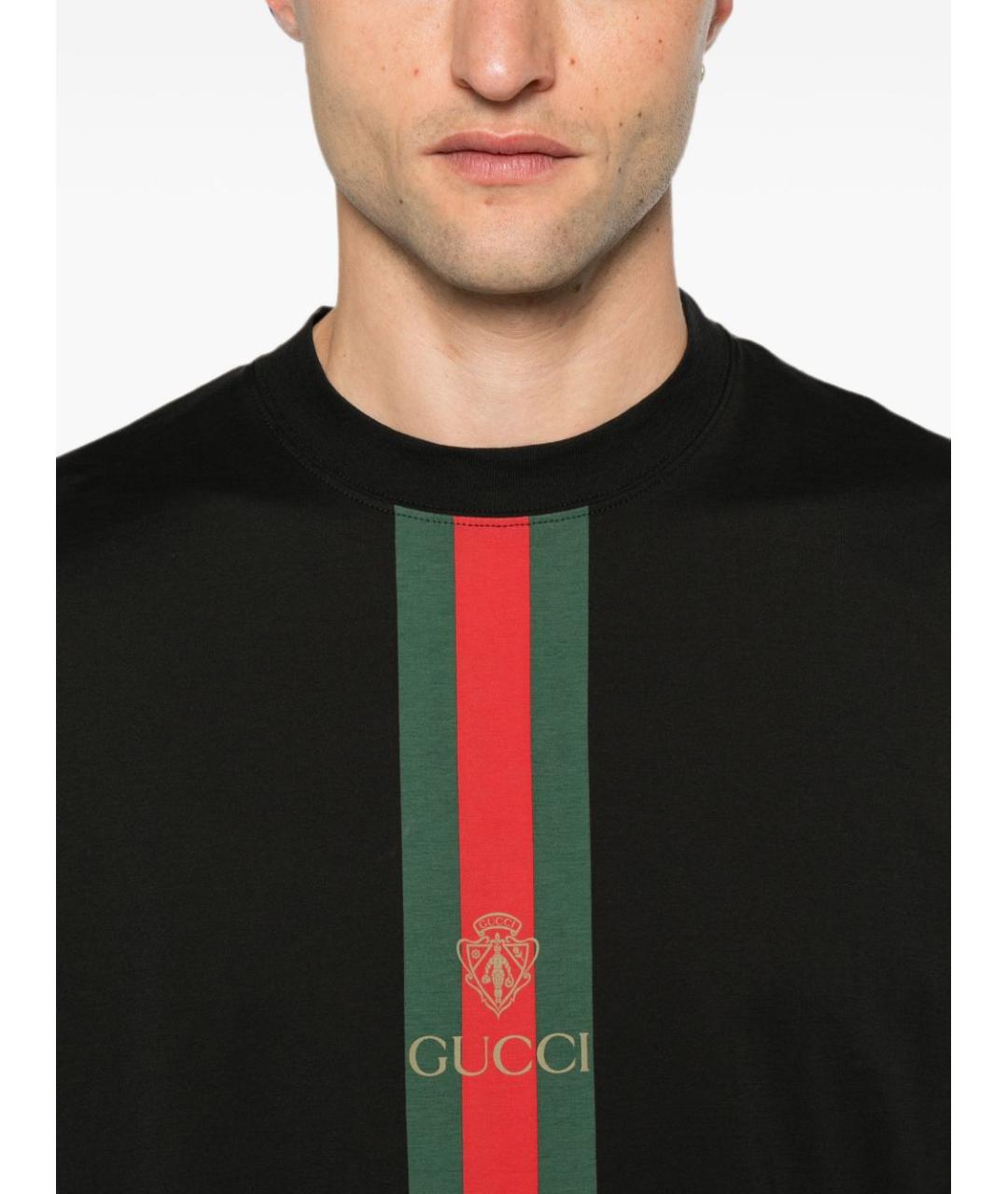 GUCCI Черная хлопковая футболка, фото 2