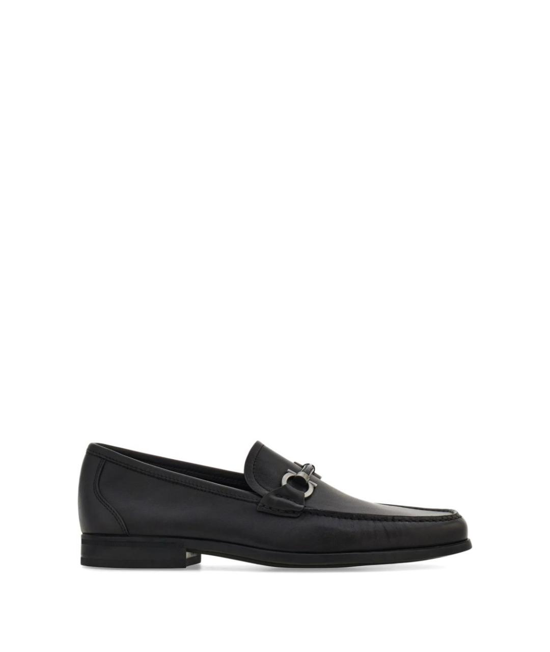 FERRAGAMO Черные кожаные лоферы, фото 1