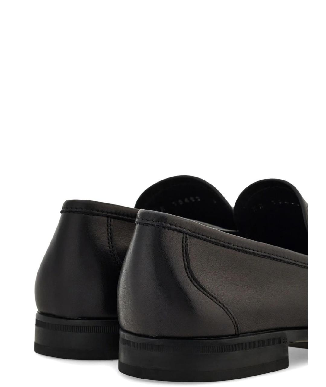 FERRAGAMO Черные кожаные лоферы, фото 5