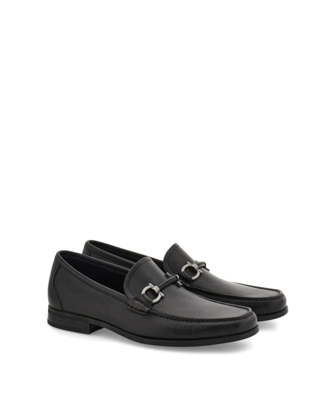 FERRAGAMO Черные кожаные лоферы, фото 3