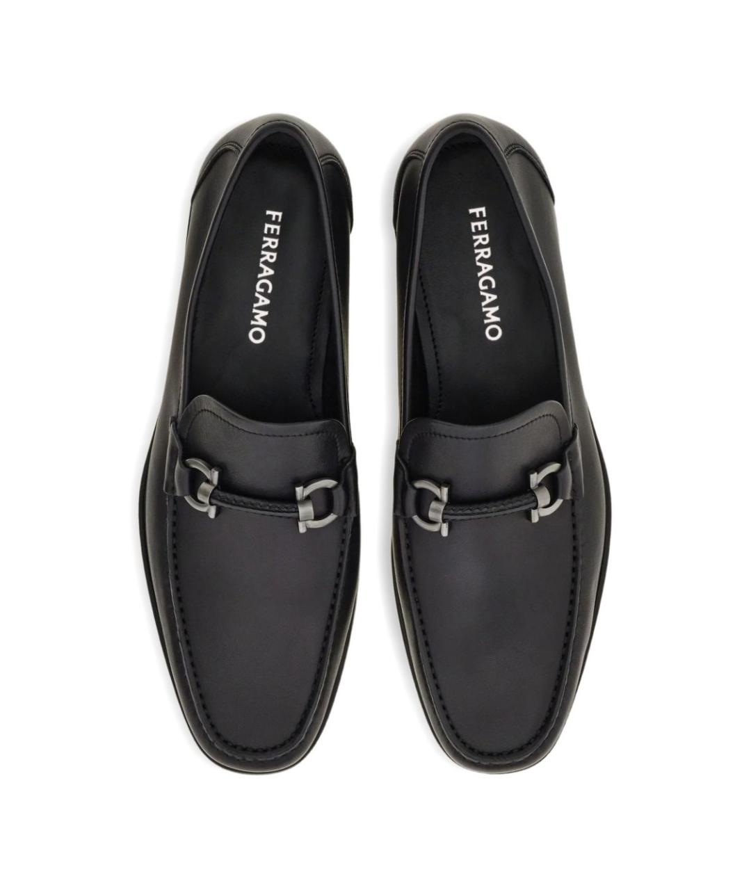 FERRAGAMO Черные кожаные лоферы, фото 2