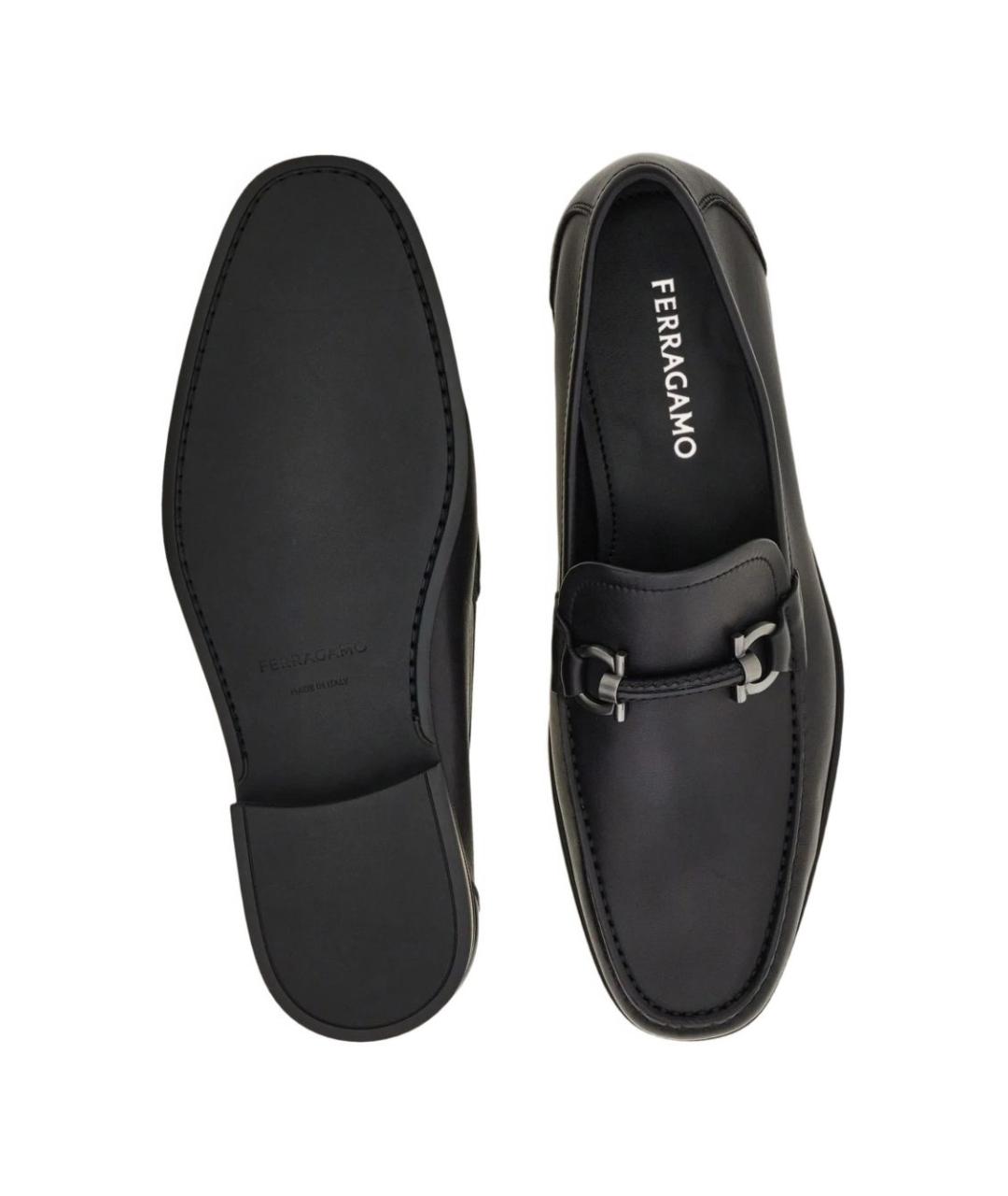 FERRAGAMO Черные кожаные лоферы, фото 4