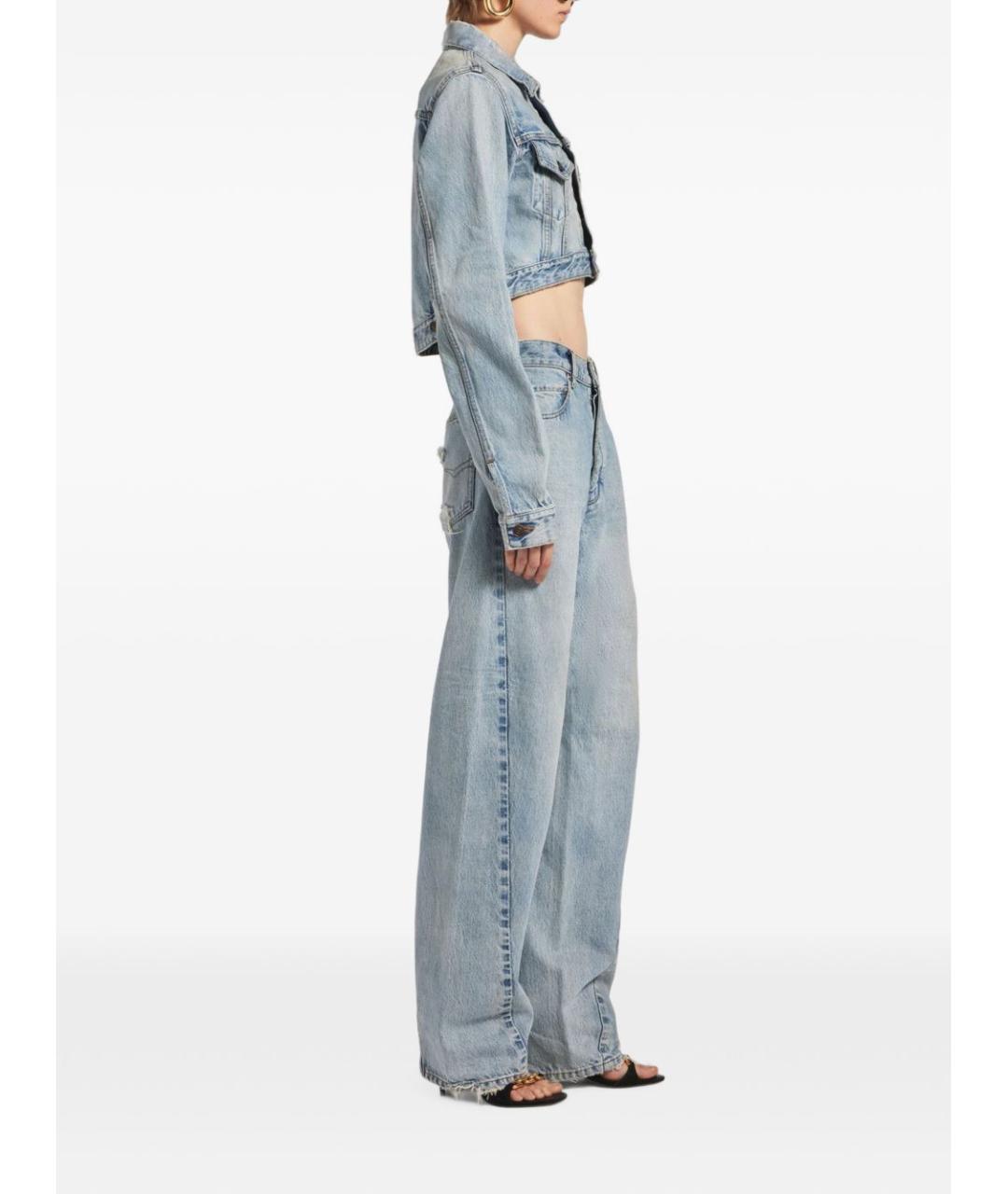 BALENCIAGA Голубые хлопковые прямые джинсы, фото 3