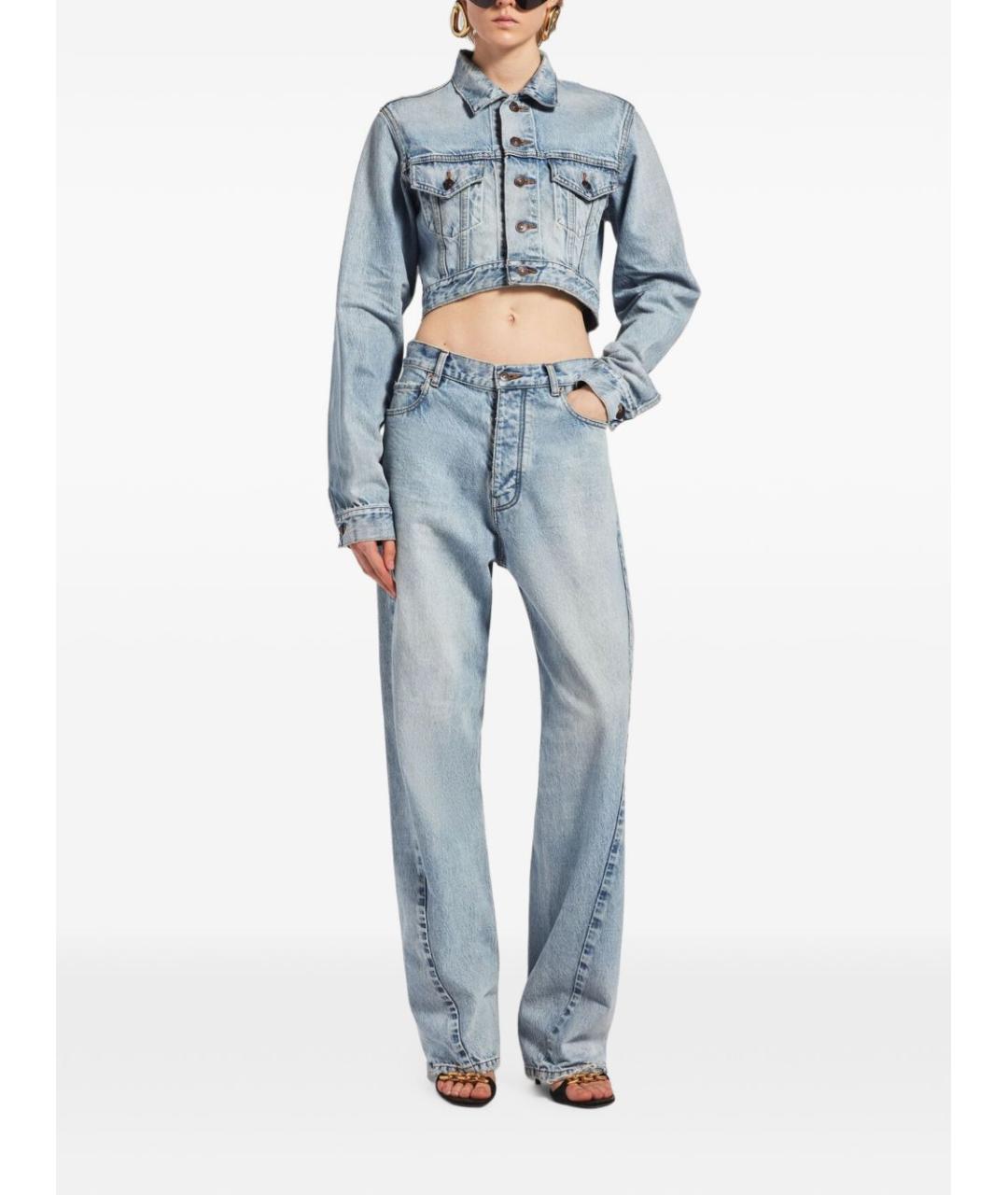 BALENCIAGA Голубые хлопковые прямые джинсы, фото 2