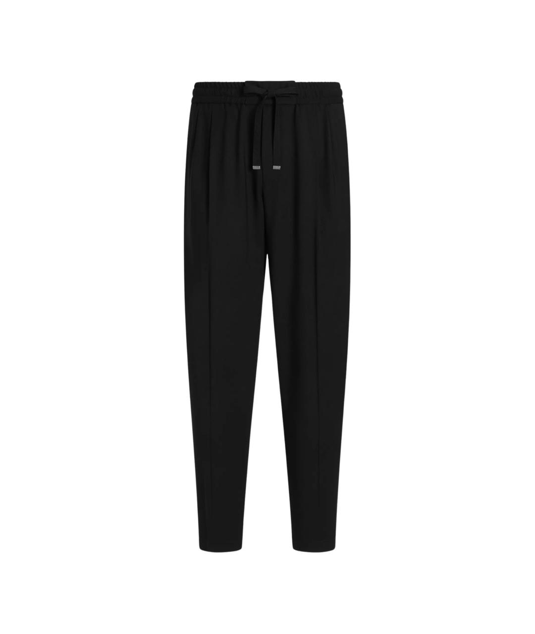 DOLCE&GABBANA Черные шерстяные повседневные брюки, фото 1
