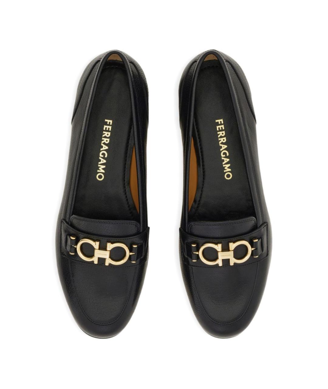 FERRAGAMO Черные кожаные лоферы, фото 4