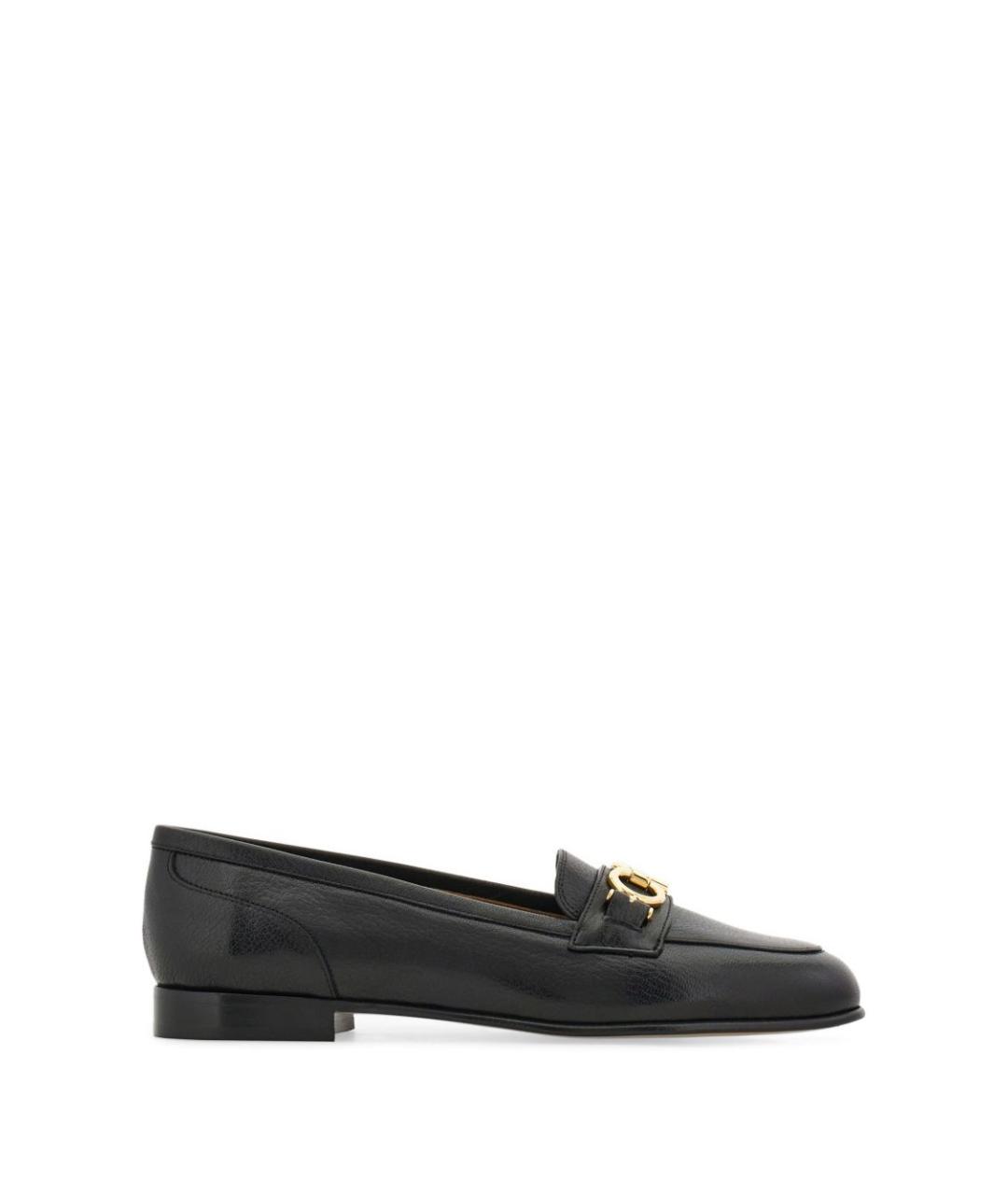 FERRAGAMO Черные кожаные лоферы, фото 1