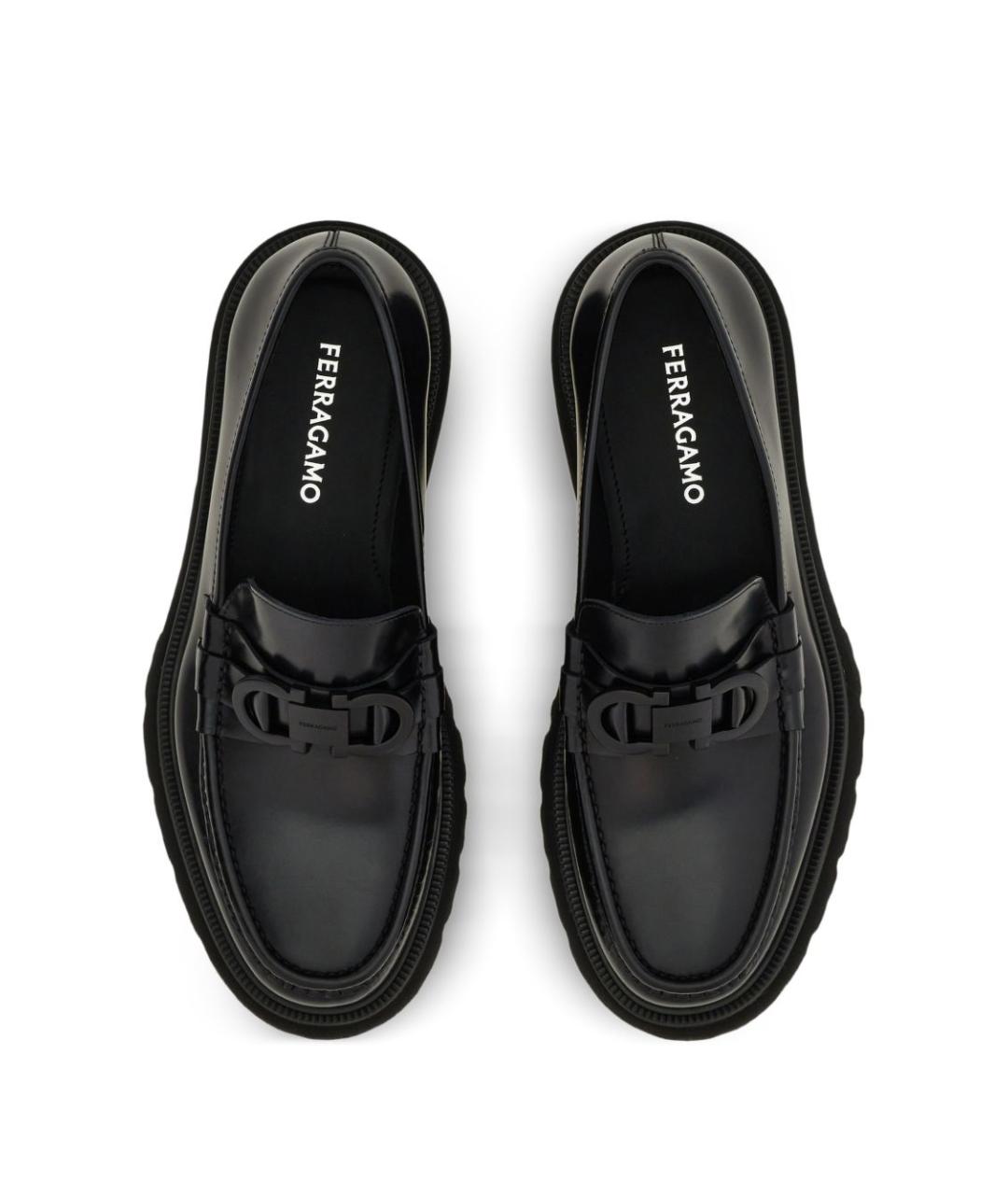 FERRAGAMO Черные кожаные лоферы, фото 5