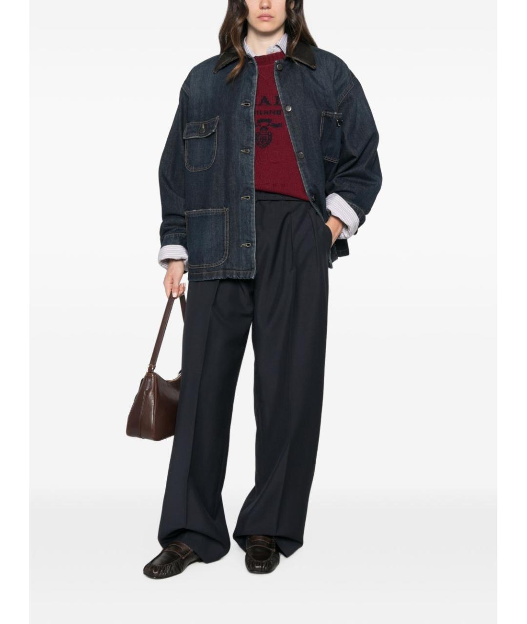 PRADA Черные шерстяные прямые брюки, фото 2