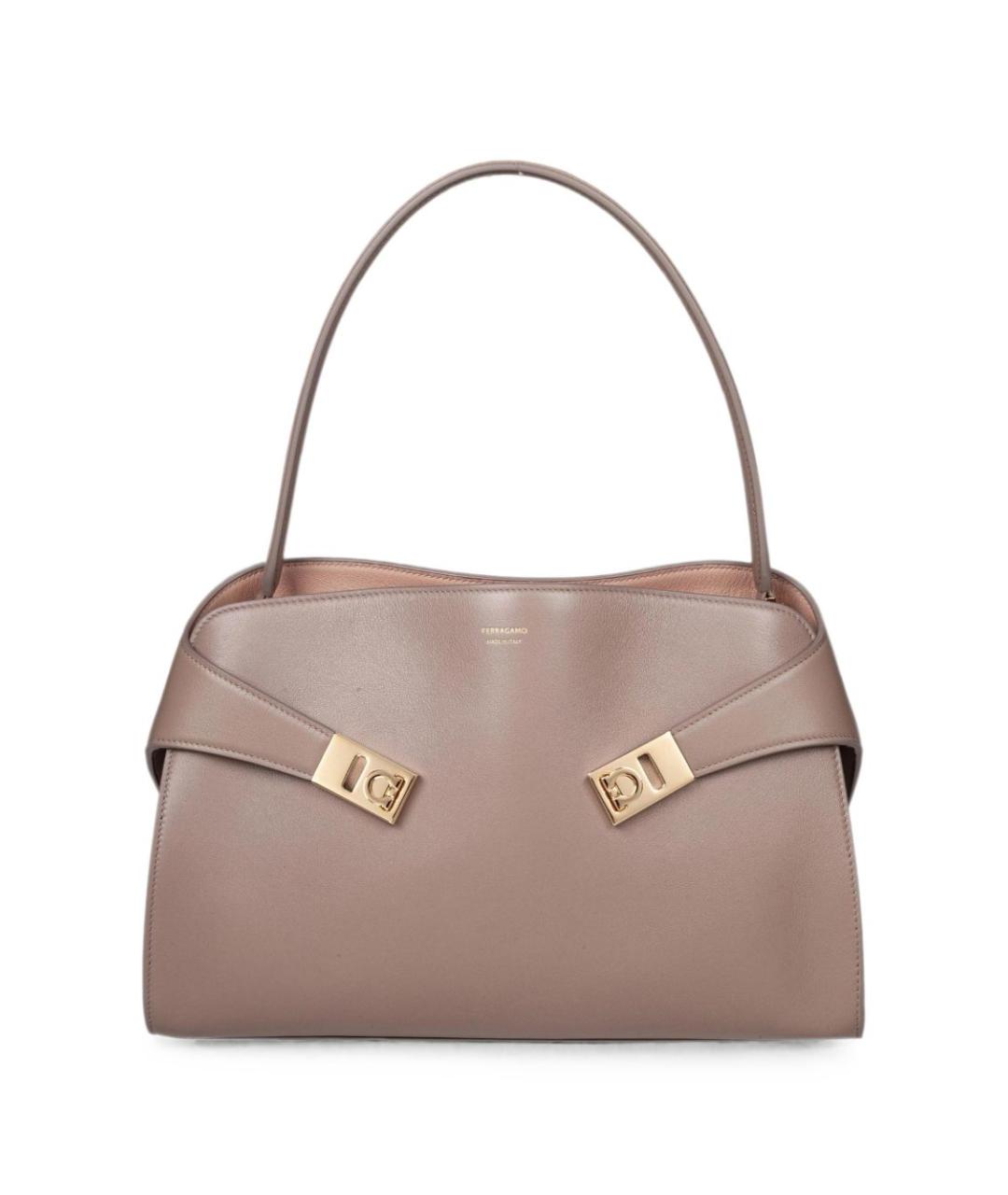 FERRAGAMO Бежевая кожаная сумка тоут, фото 1