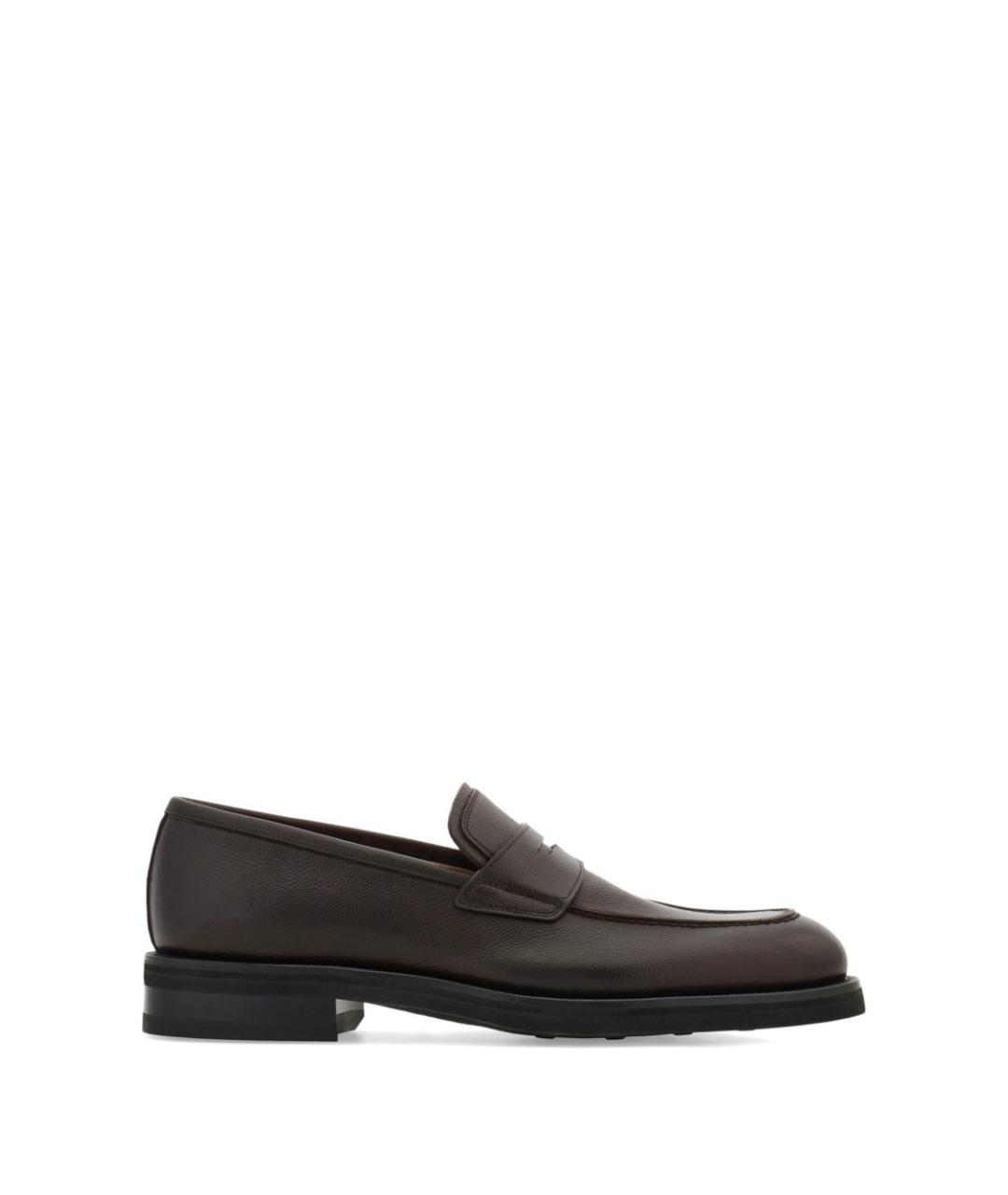 FERRAGAMO Коричневые кожаные лоферы, фото 1