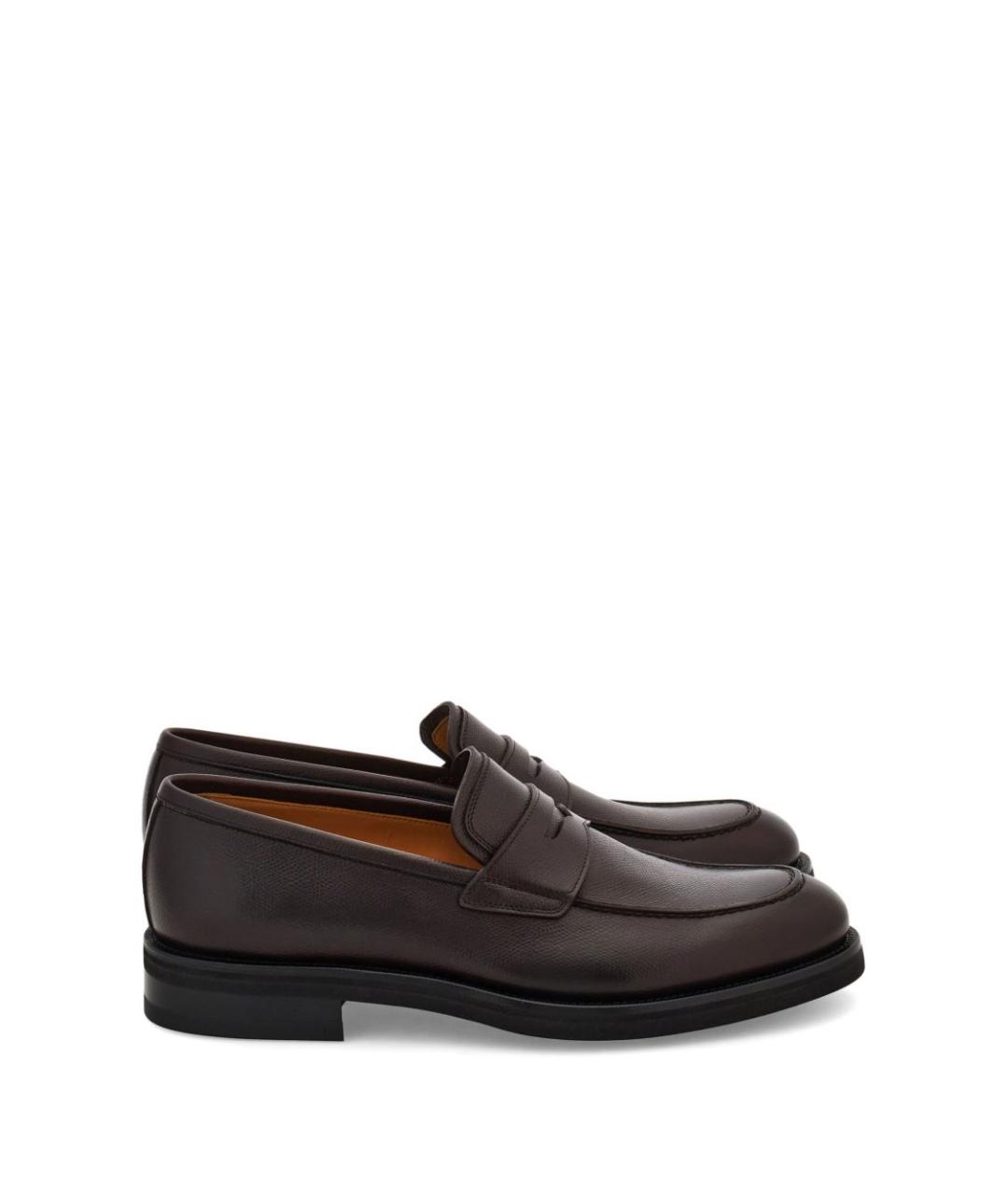 FERRAGAMO Коричневые кожаные лоферы, фото 3