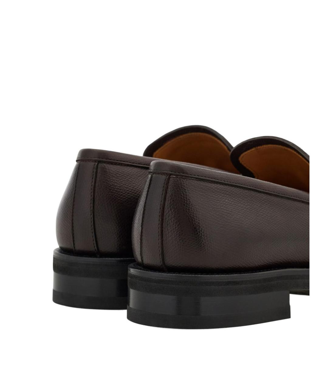 FERRAGAMO Коричневые кожаные лоферы, фото 4