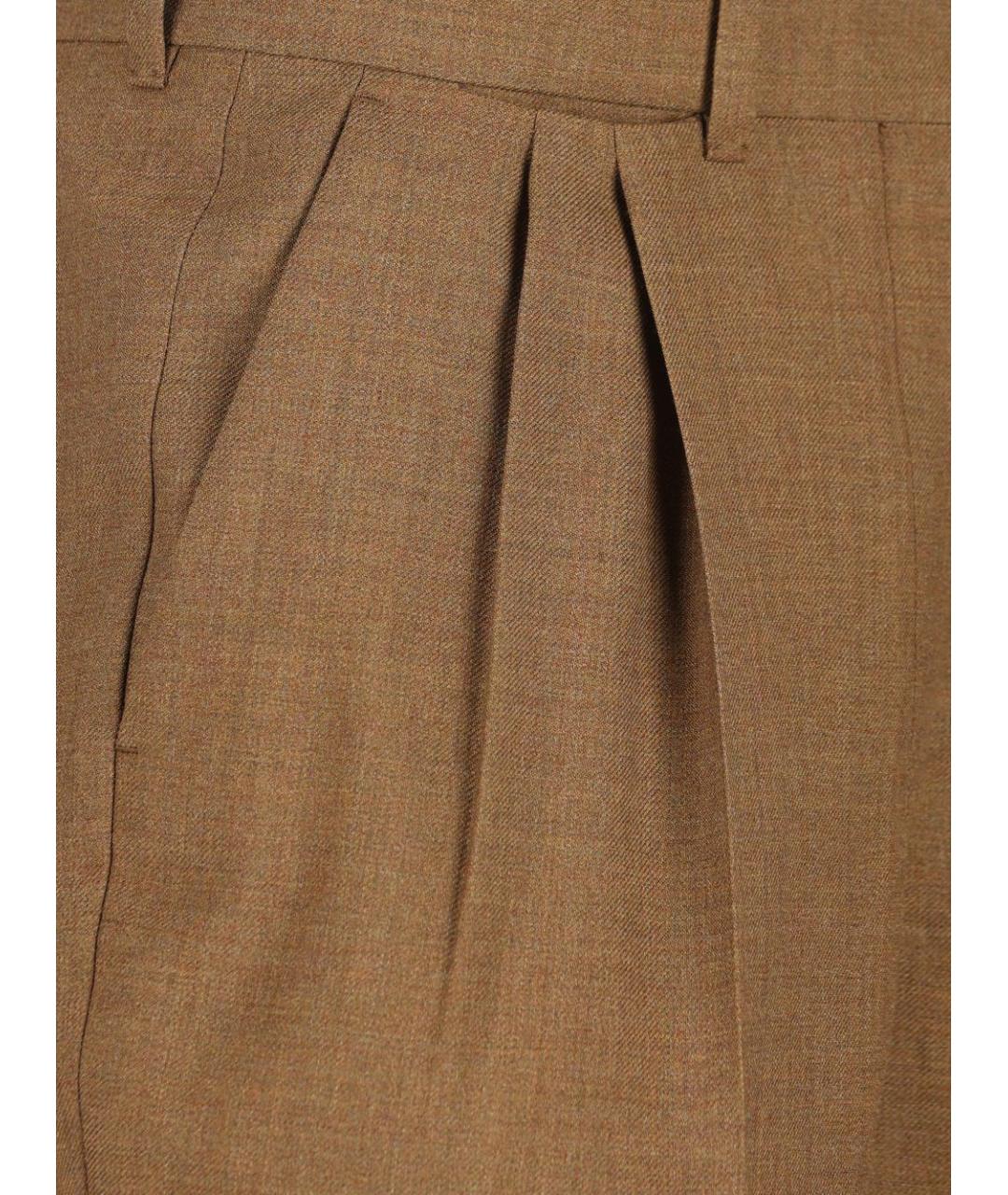 PRADA Коричневые шерстяные прямые брюки, фото 2