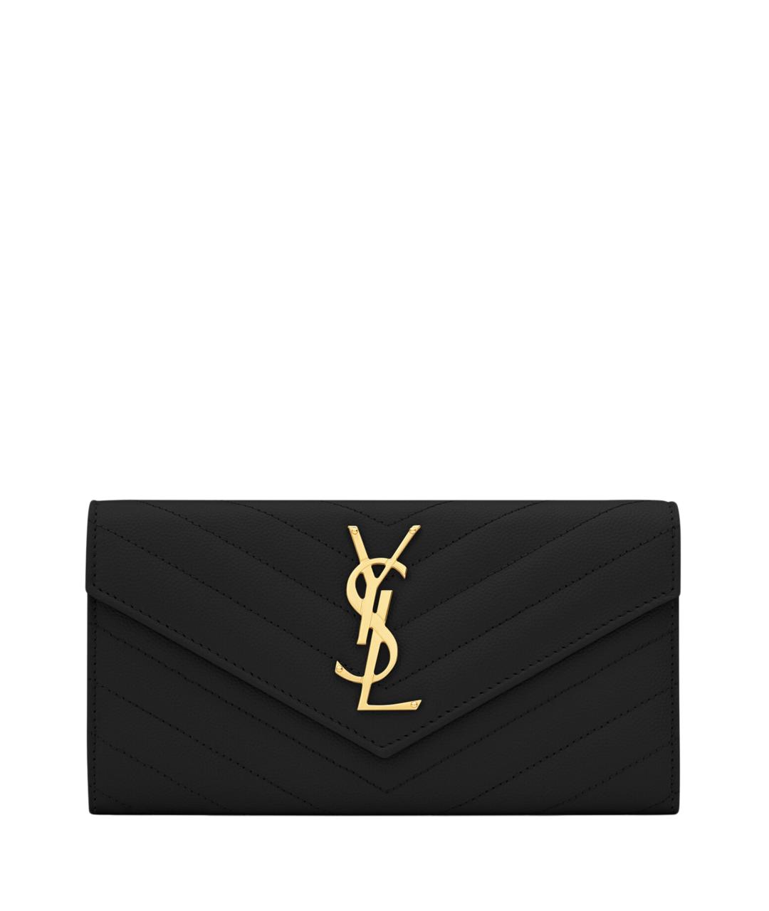 SAINT LAURENT Черный кожаный кошелек, фото 1