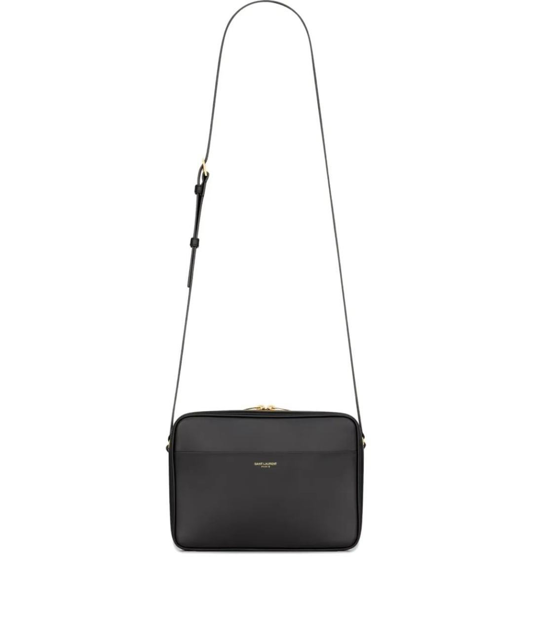 SAINT LAURENT Черная кожаная сумка на плечо, фото 1