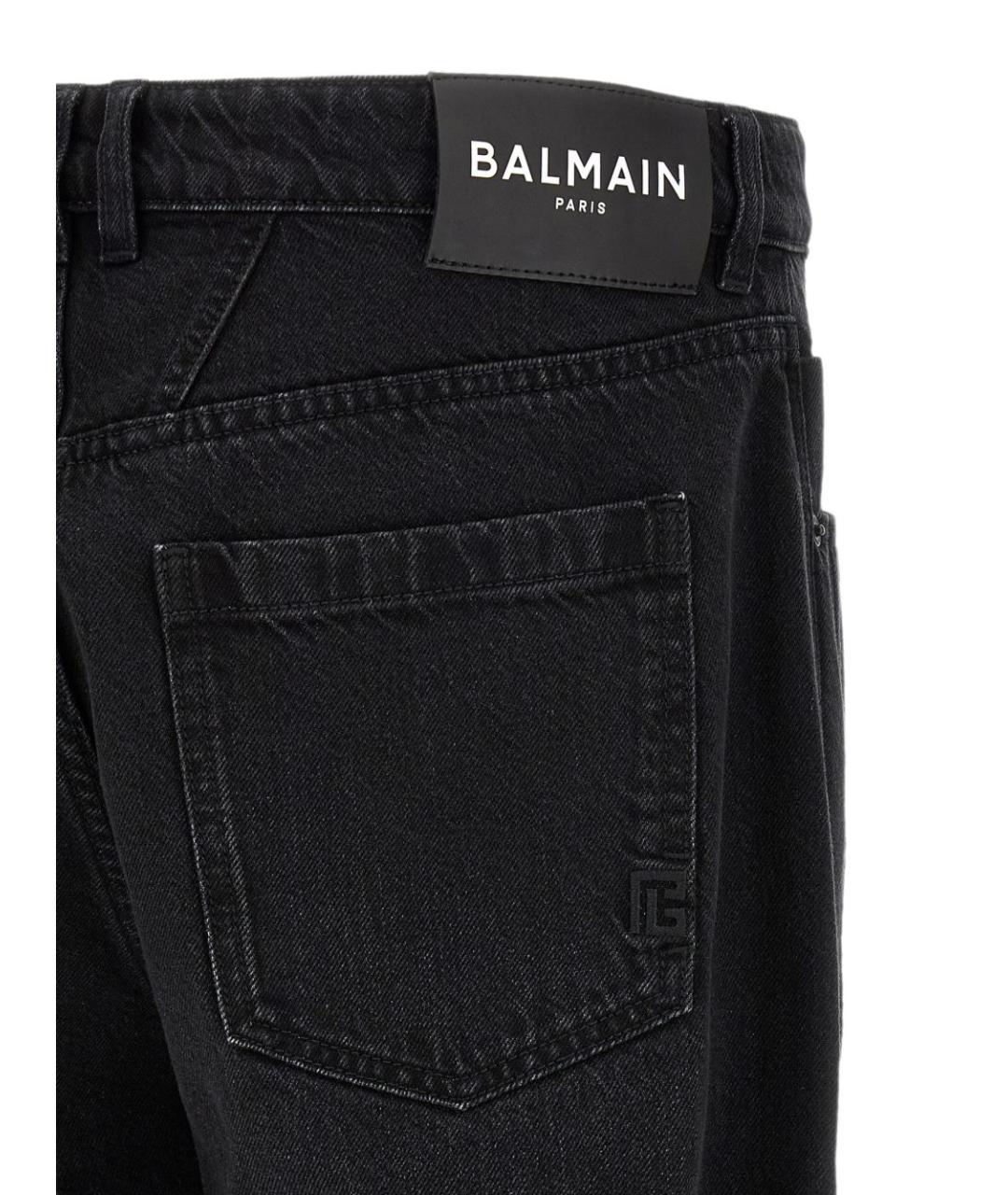 BALMAIN Черные хлопковые прямые джинсы, фото 4