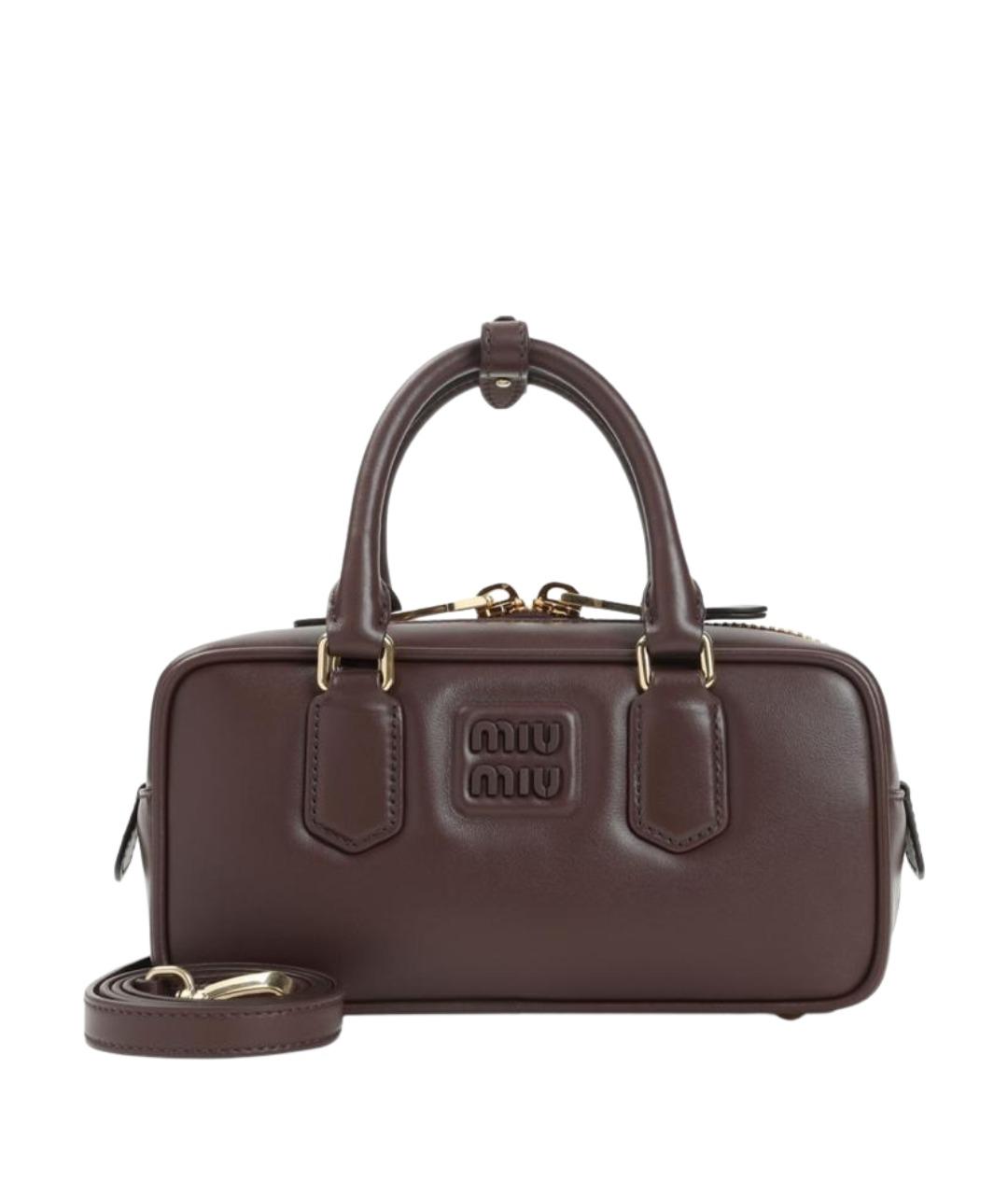 MIU MIU Коричневая кожаная сумка с короткими ручками, фото 1