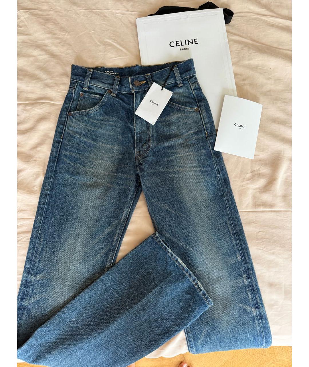 CELINE Темно-синие хлопковые прямые джинсы, фото 5