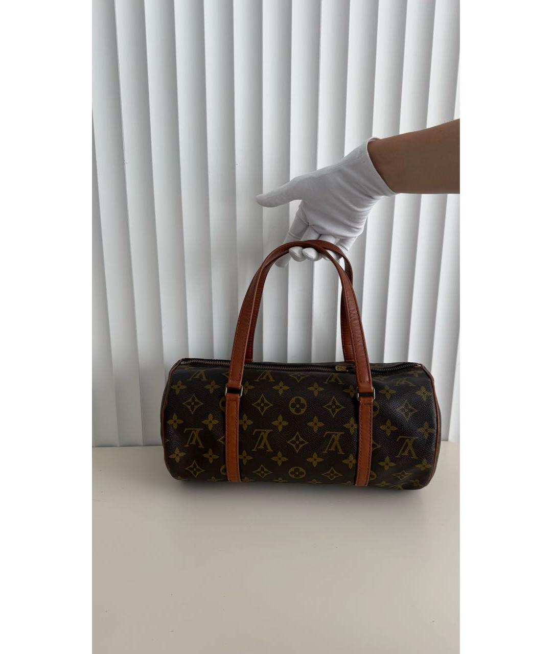 LOUIS VUITTON Коричневая кожаная сумка с короткими ручками, фото 9
