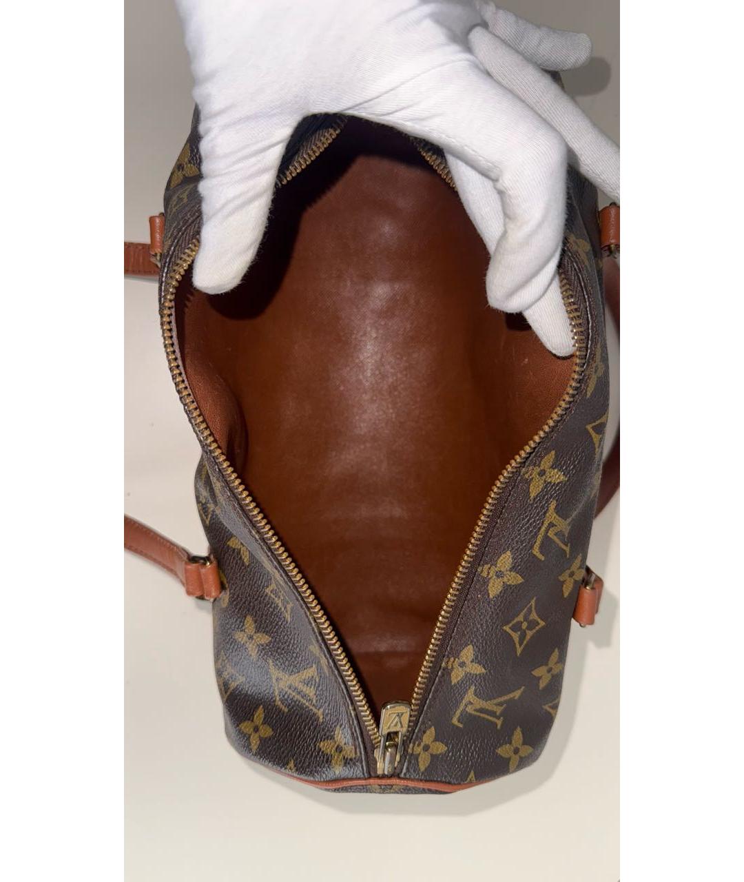 LOUIS VUITTON Коричневая кожаная сумка с короткими ручками, фото 4