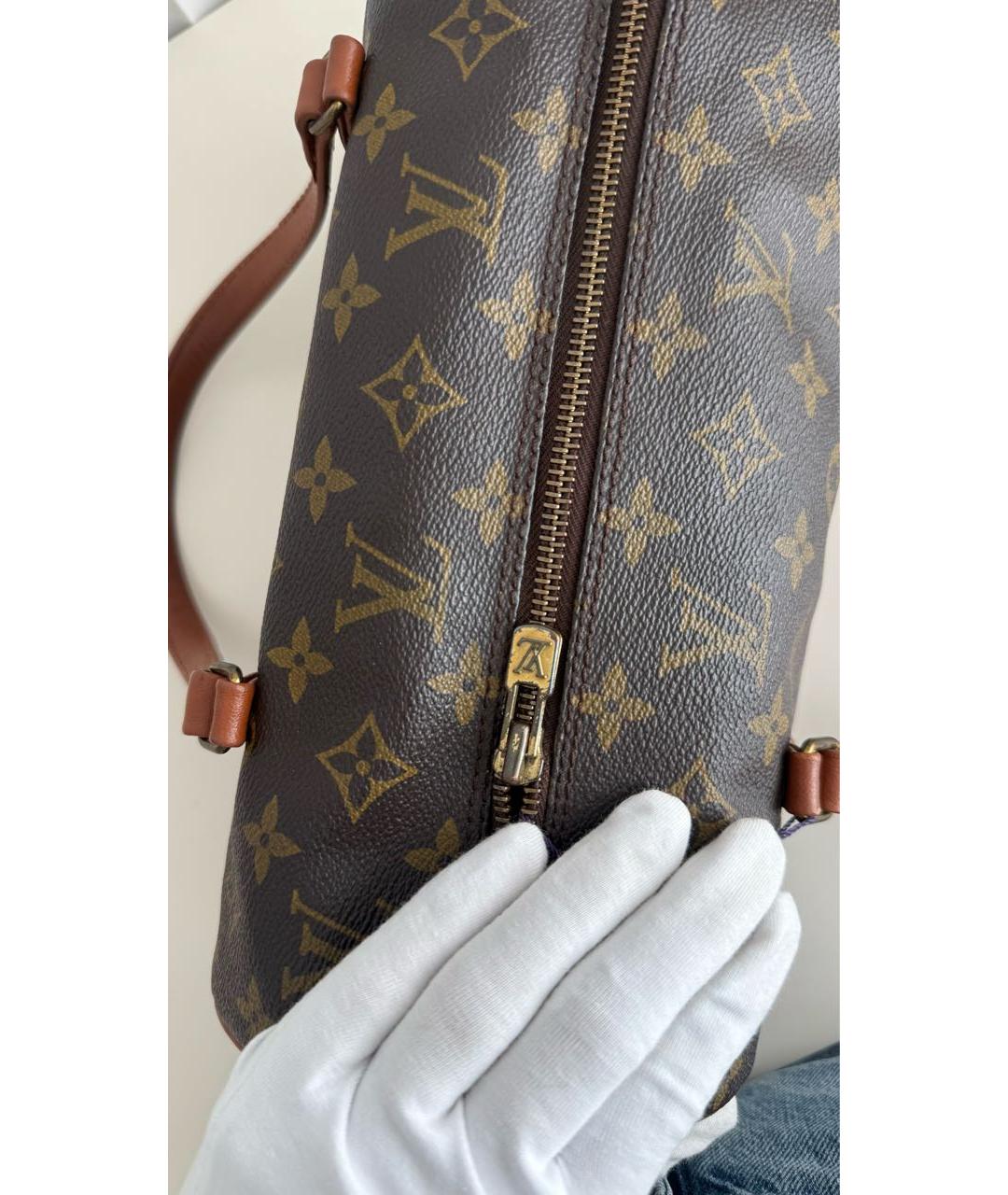 LOUIS VUITTON Коричневая кожаная сумка с короткими ручками, фото 8