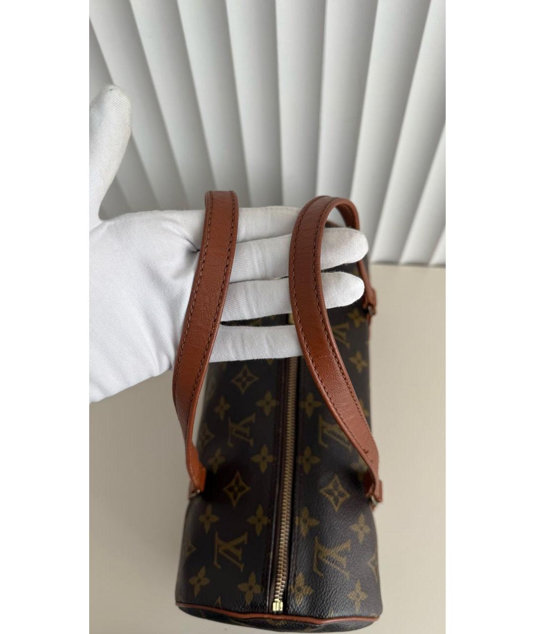 LOUIS VUITTON Коричневая кожаная сумка с короткими ручками, фото 6
