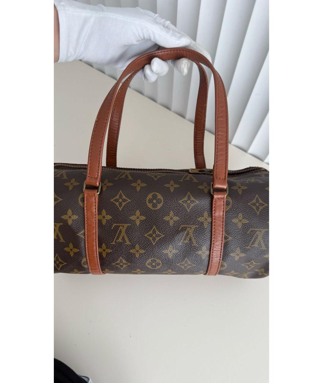 LOUIS VUITTON Коричневая кожаная сумка с короткими ручками, фото 7