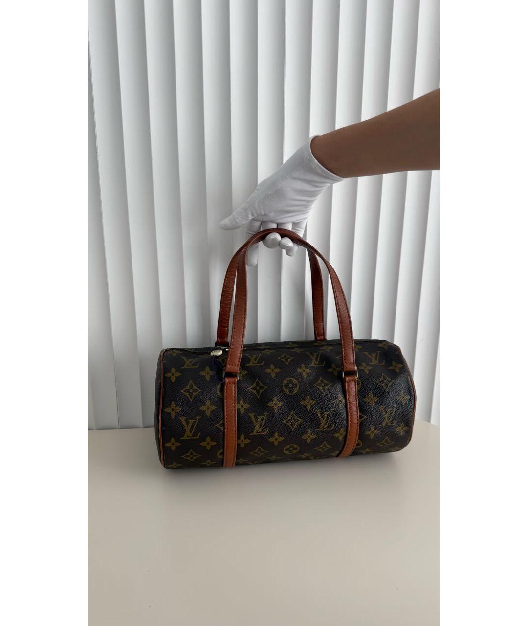 LOUIS VUITTON Коричневая кожаная сумка с короткими ручками, фото 3