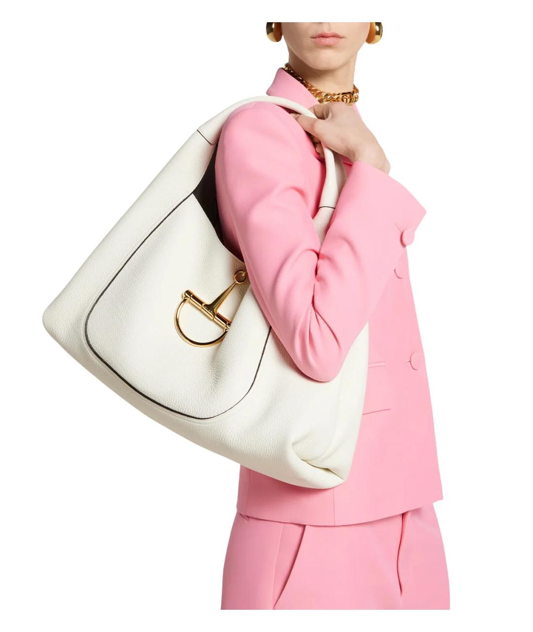 GUCCI Белая кожаная сумка тоут, фото 9