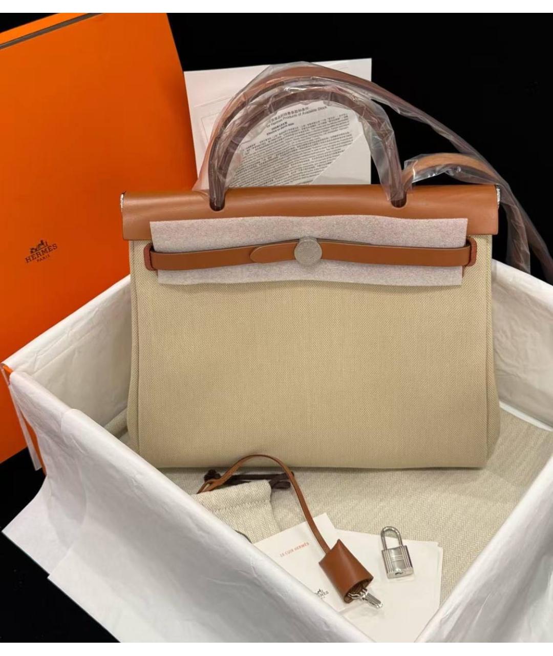 HERMES Бежевая кожаная сумка через плечо, фото 2
