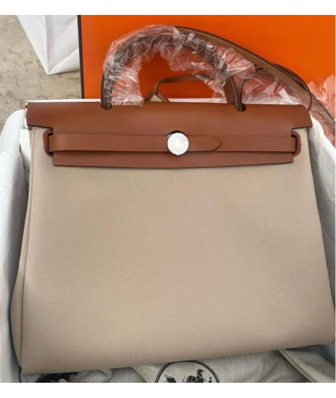 HERMES Бежевая кожаная сумка через плечо, фото 5