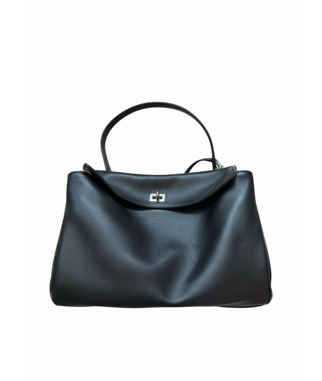BALENCIAGA Черная кожаная сумка тоут, фото 1
